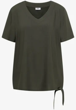 Blouse shirt met V-hals en knoop