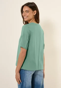 Blouse van viscose met gespleten hals