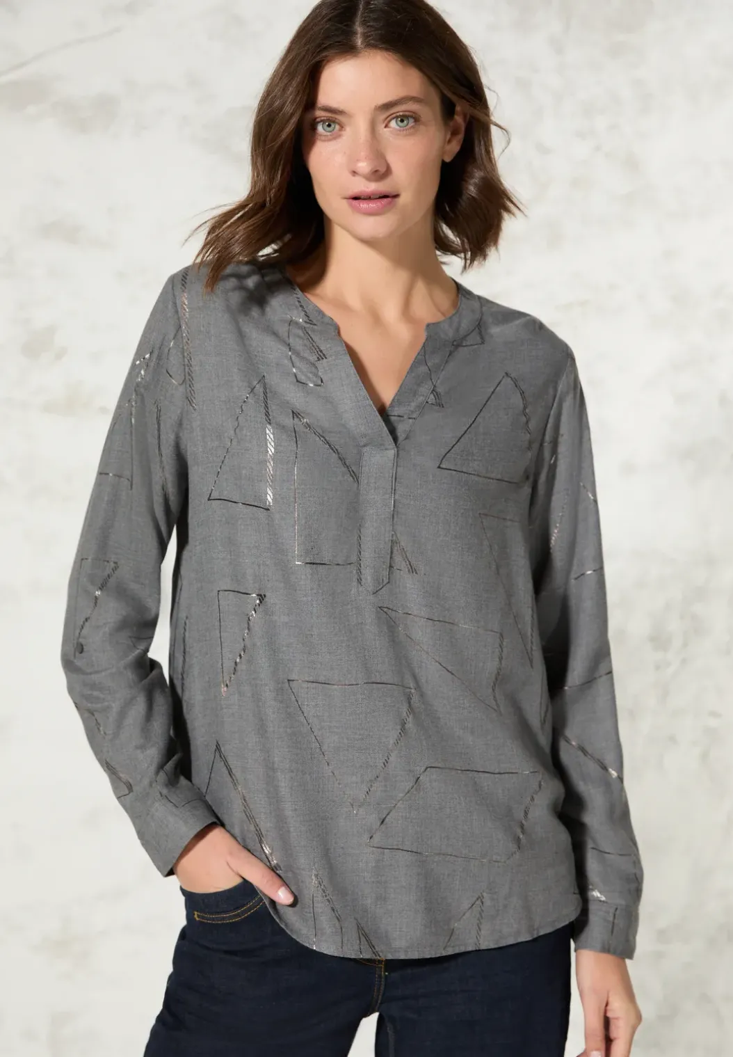 Blouse met folieprint