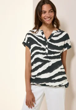 Blouse met gespleten hals en print