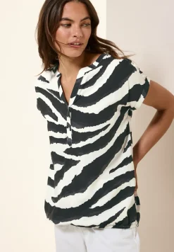 Blouse met gespleten hals en print