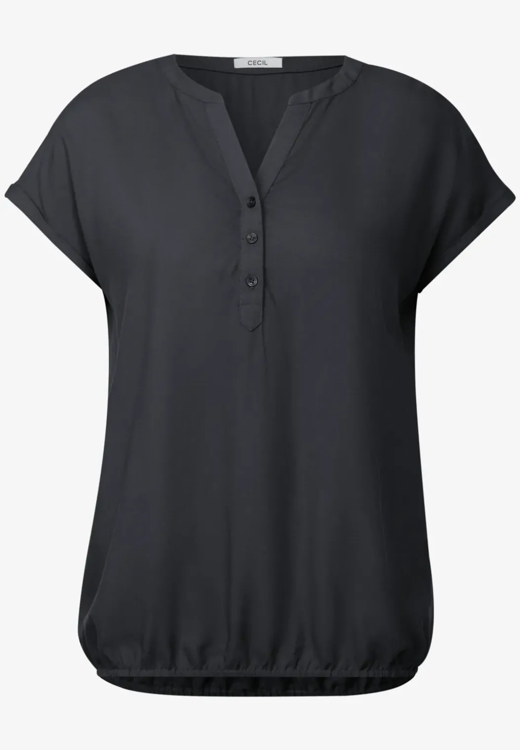 Blouse met korte mouwen in effen kleur