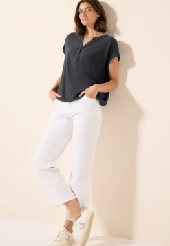 Blouse met korte mouwen in effen kleur