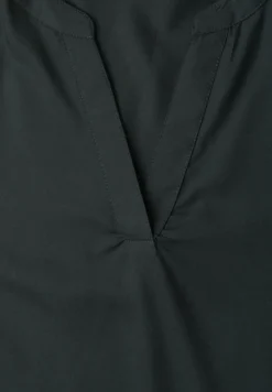 Blouseshirt in effen kleur met gespleten hals