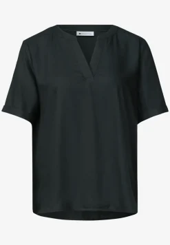 Blouseshirt in effen kleur met gespleten hals