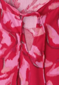 Blouseshirt met gespleten hals en smokdetail