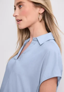 Blouseshirt met overhemdkraag en elastische zoom