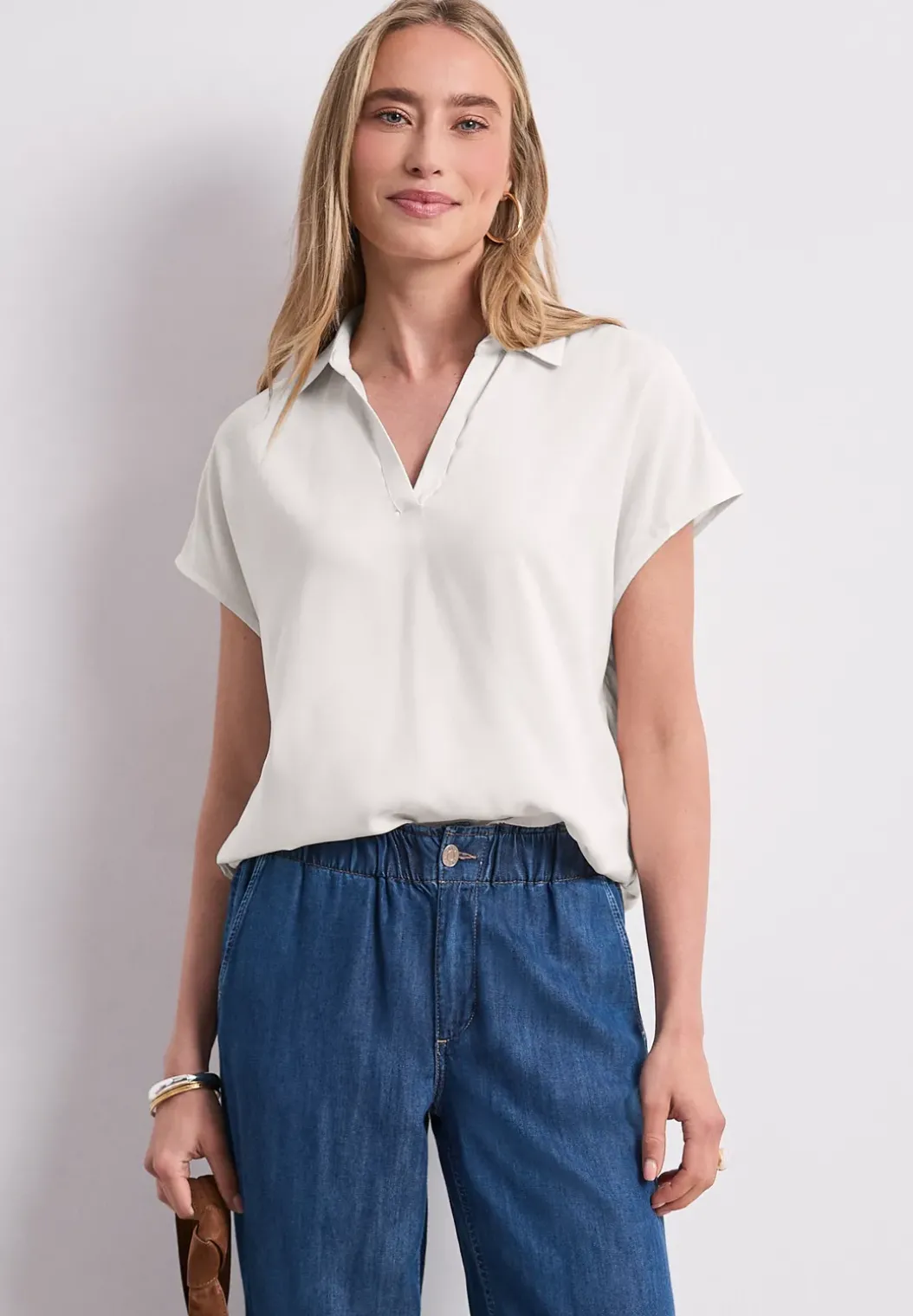 Blouseshirt met overhemdkraag en elastische zoom