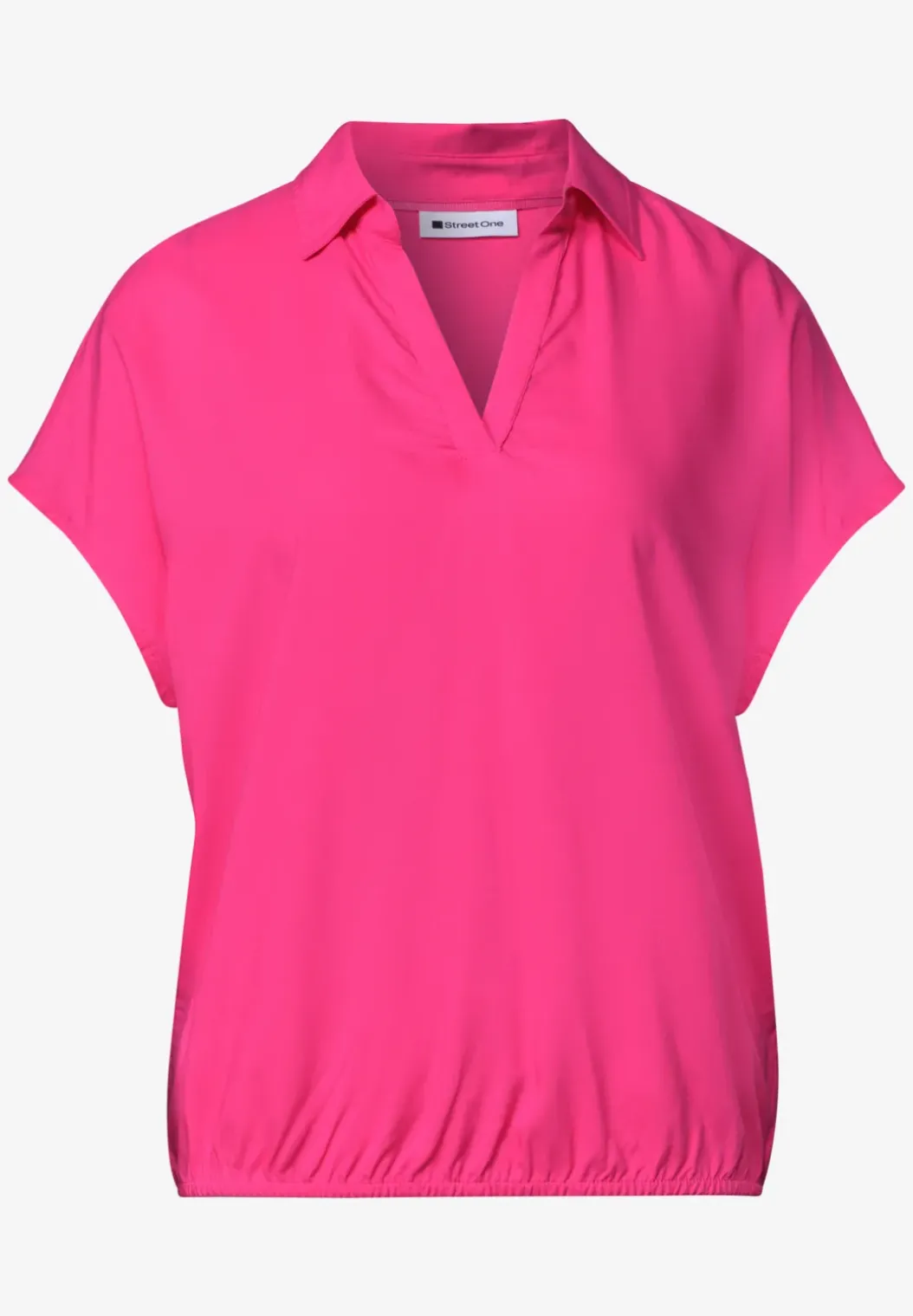Blouseshirt met overhemdkraag en elastische zoom
