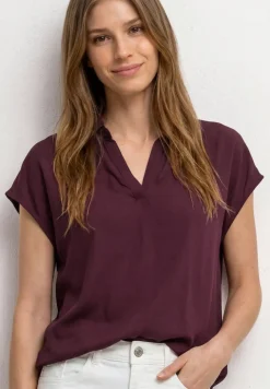 Blouseshirt met overhemdkraag en elastische zoom
