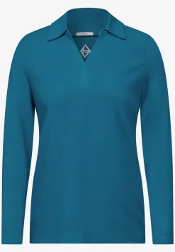 Blouse shirt met materiaalmix