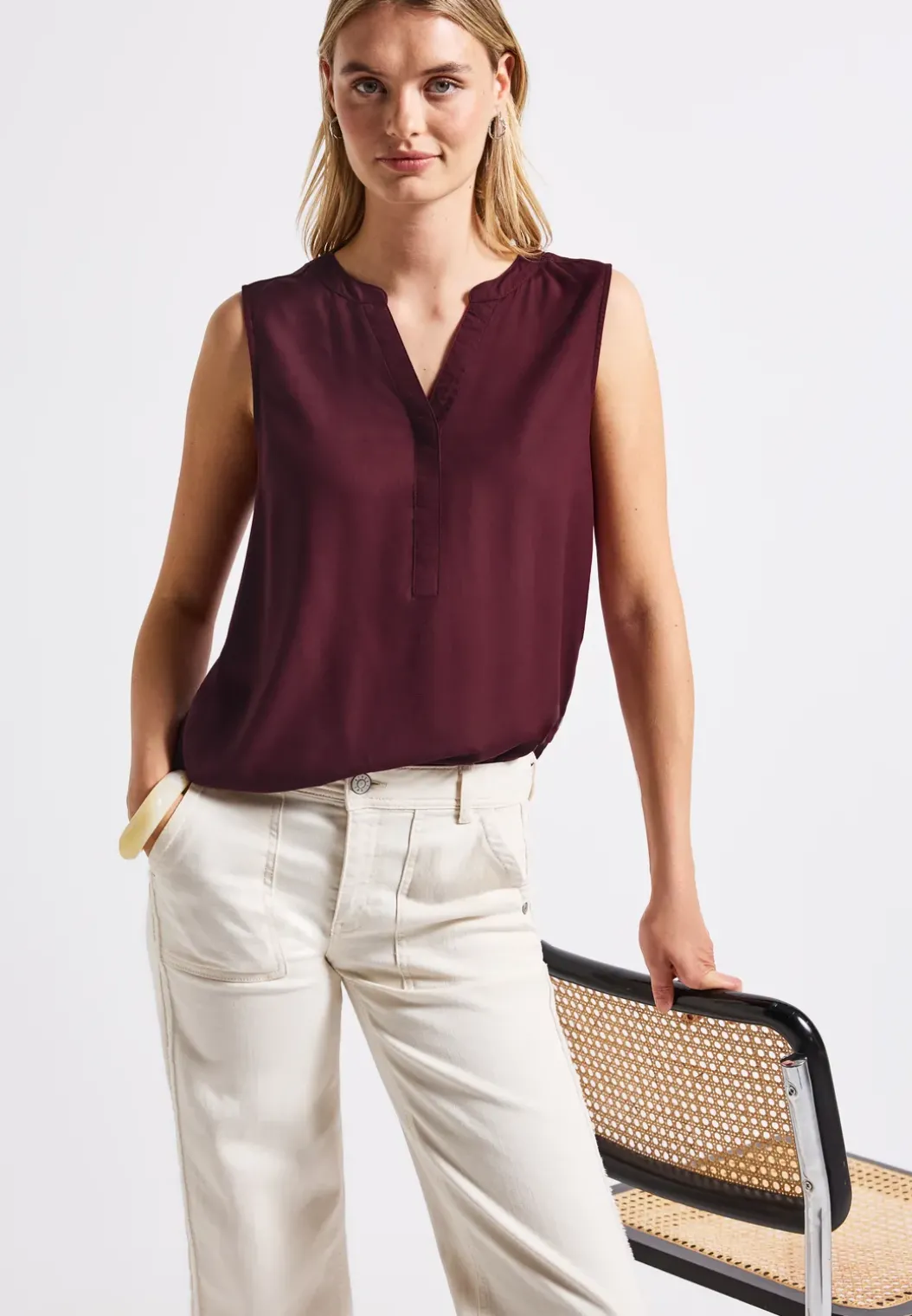 Blousetop in effen kleur