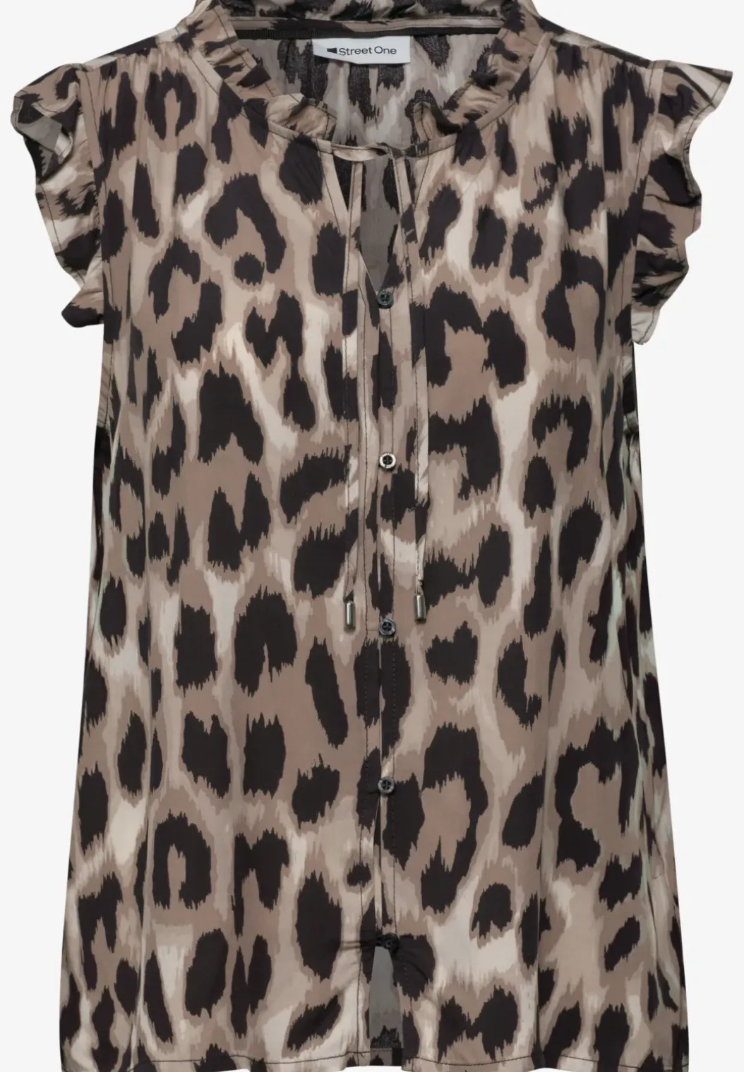 Blousetop met gespleten hals en ruches