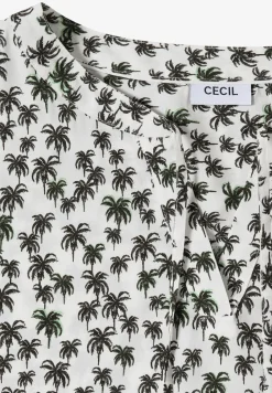 Blousetop met gespleten hals en palmboomprint