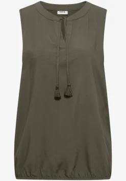 Blousetop met gespleten hals en linten