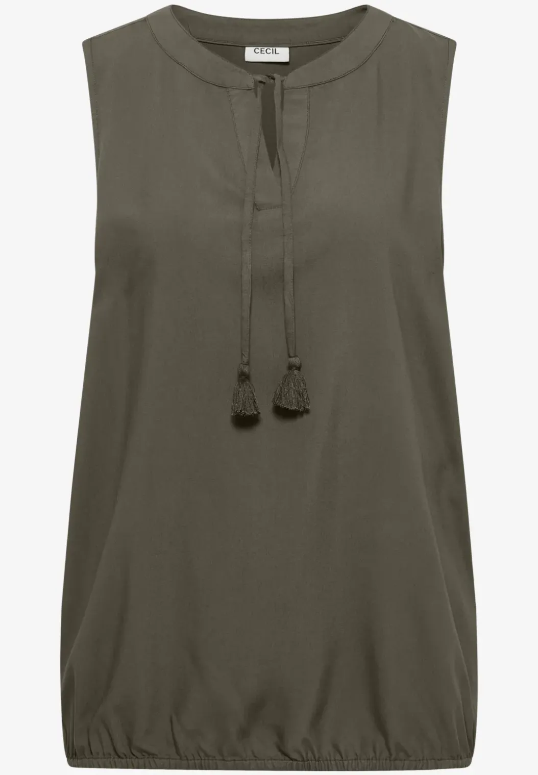 Blousetop met gespleten hals en linten
