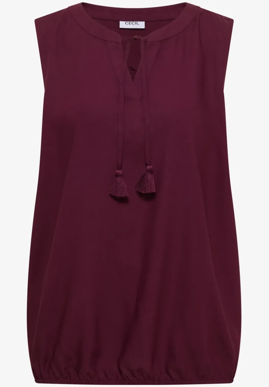 Blousetop met gespleten hals en linten