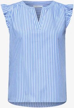 Blousetop met gespleten hals en volants