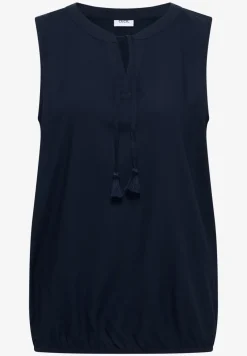 Blousetop met gespleten hals en linten