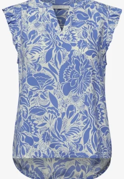 Blousetop met gespleten hals en volants