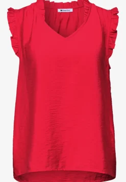 Blousetop met V-hals en ruches