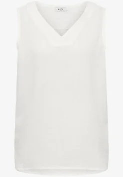 Blousetop met V-hals van mousseline