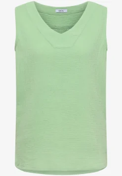 Blousetop met V-hals van mousseline