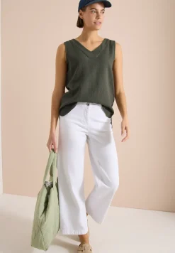 Blousetop met V-hals van mousseline
