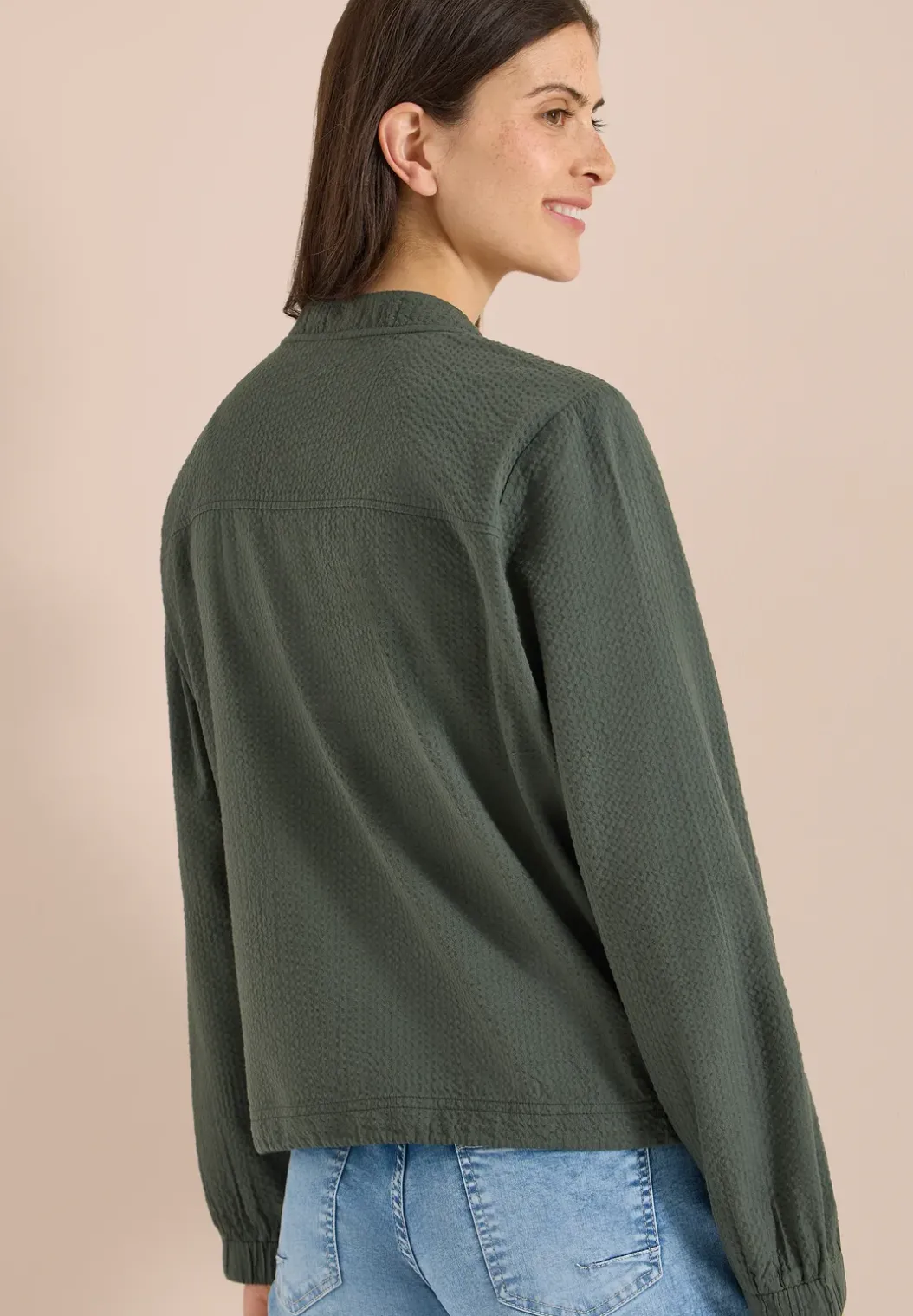 Blouson in seersucker kwaliteit met rits