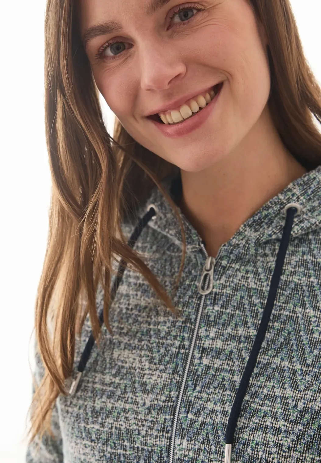 Bouclé vest met capuchon