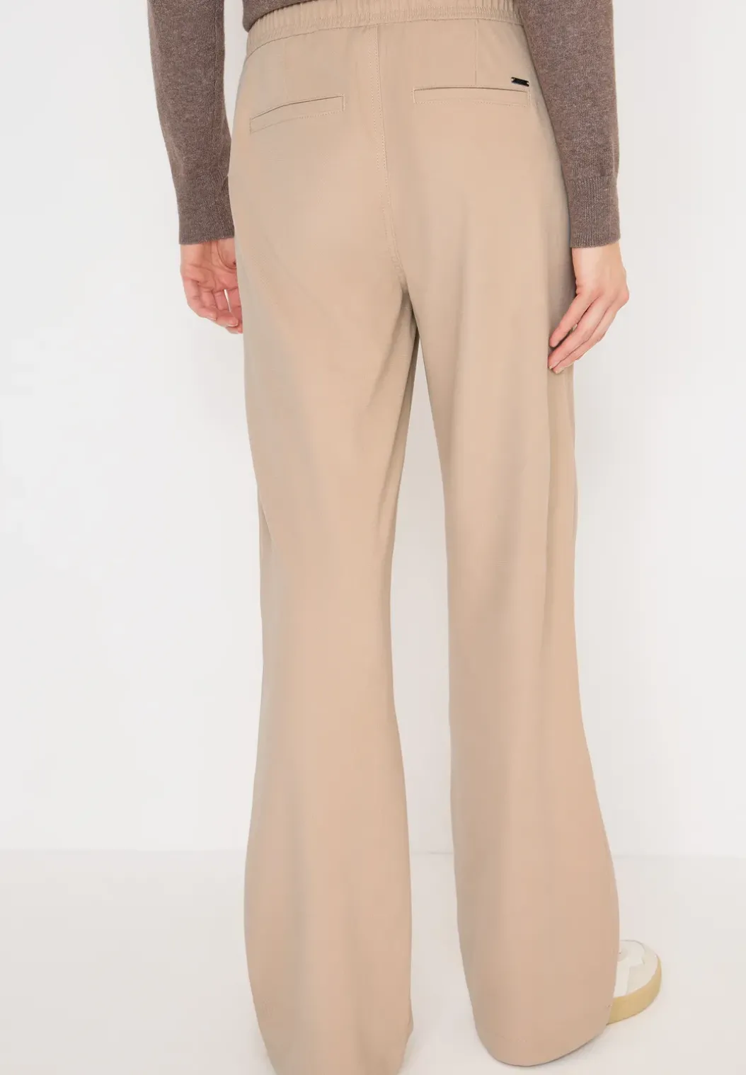 Broek met wijde pijpen in keperstof