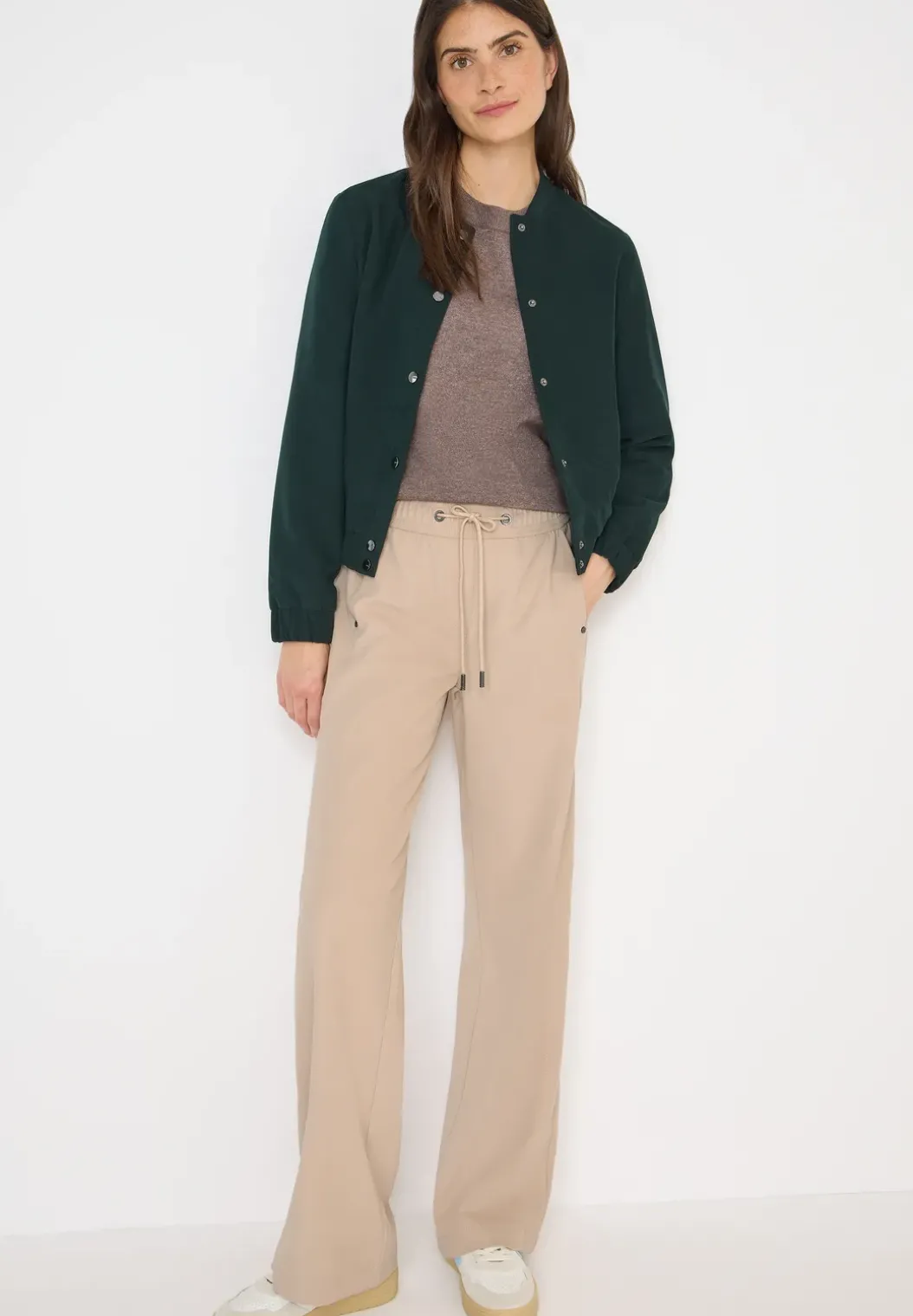 Broek met wijde pijpen in keperstof