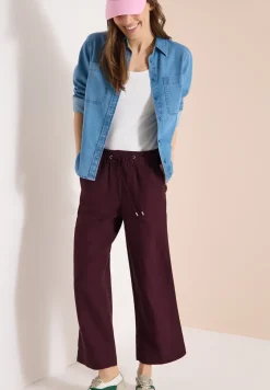 Broek met wijde pijpen in Loose Fit van linnenmix