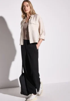 Broek met wijde pijpen in keperstof
