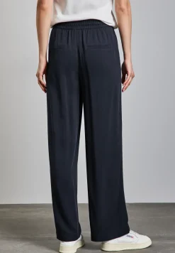 Broek met wijde pijpen in keperstof