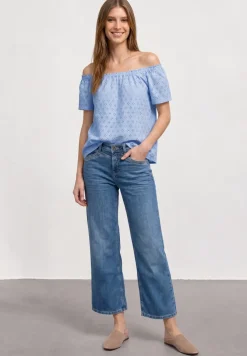 Carmen Bluse mit Shiffley-Muster