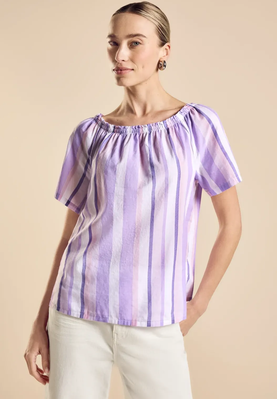 Chambray blouse met strepen