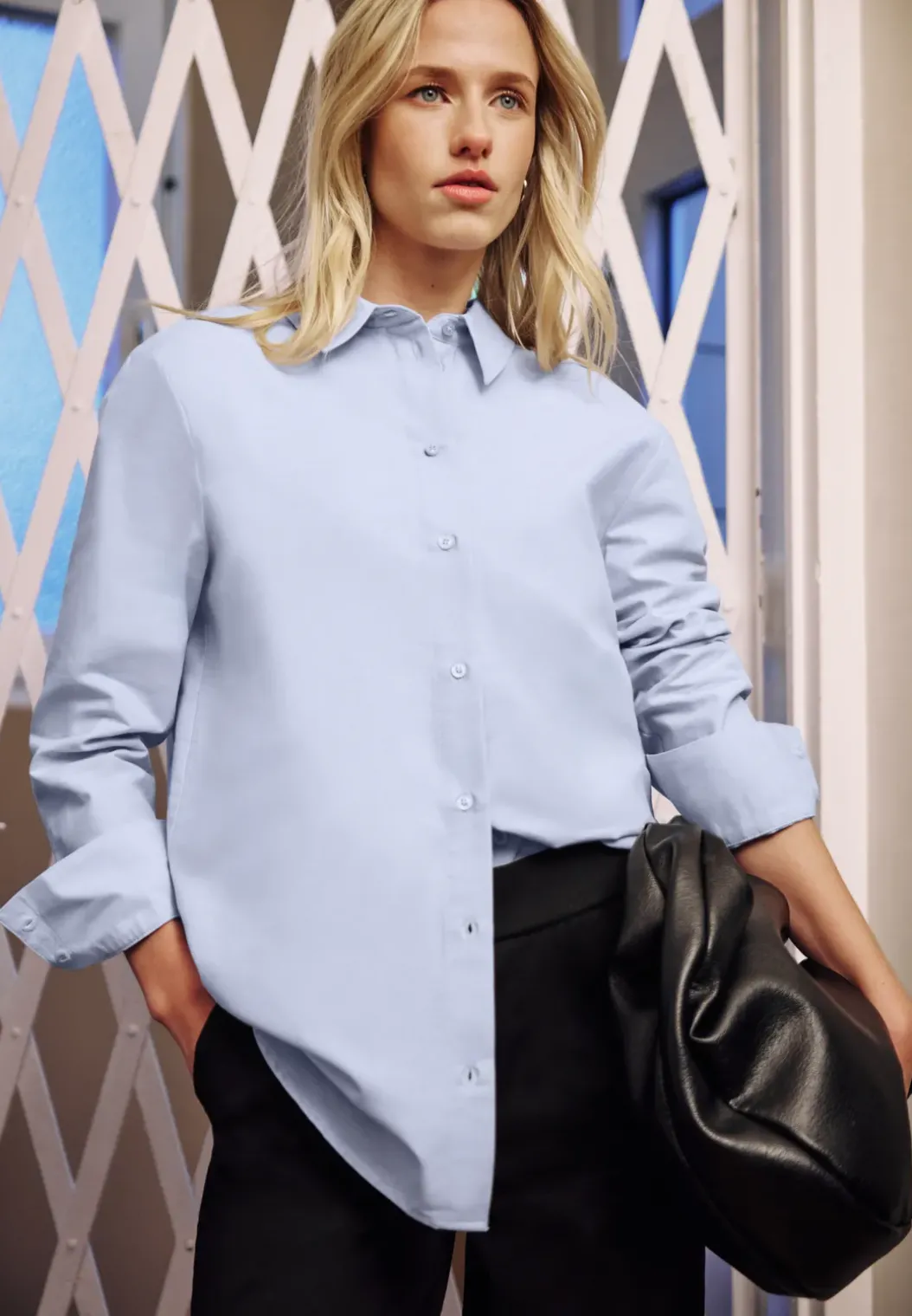 Chambray overhemd blouse