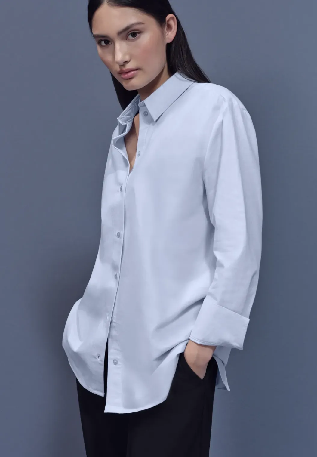 Chambray overhemd blouse