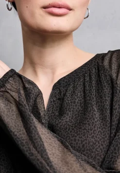 Chiffon leo blouse met rits