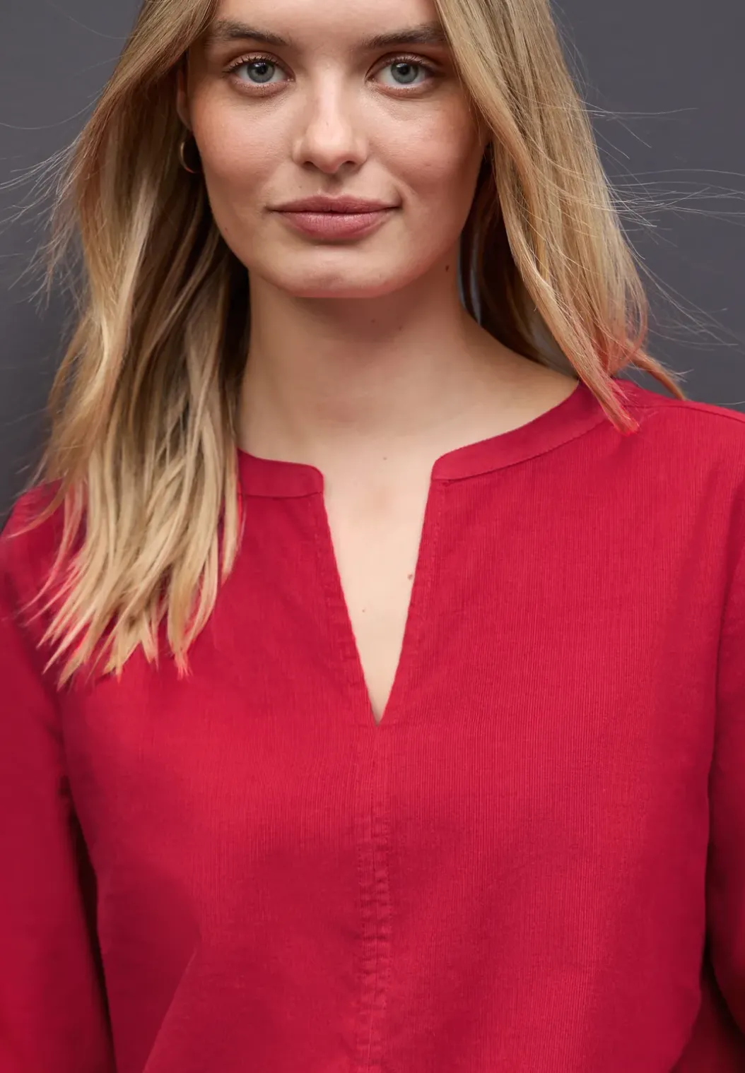 Corduroy blouse in effen kleur