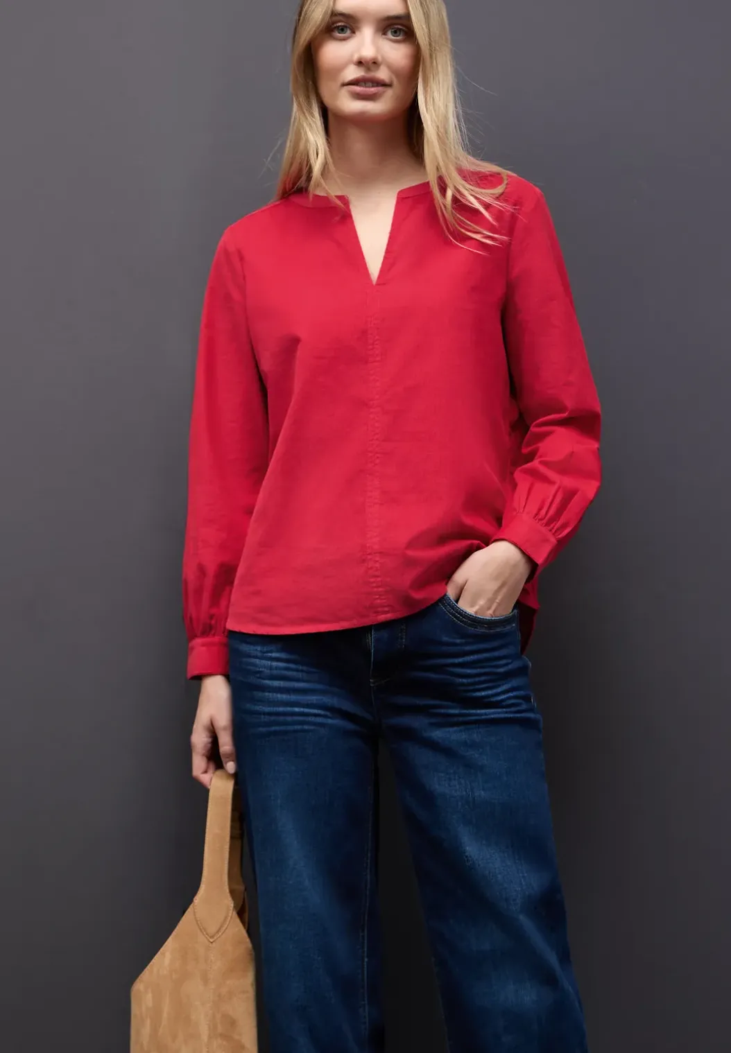 Corduroy blouse in effen kleur