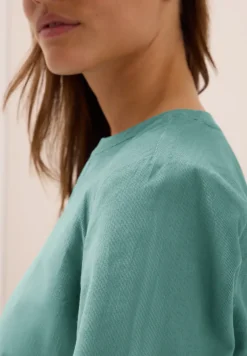 Corduroy blouse met gespleten hals