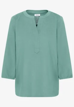 Corduroy blouse met gespleten hals