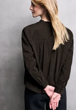 Corduroy blouse met ruches