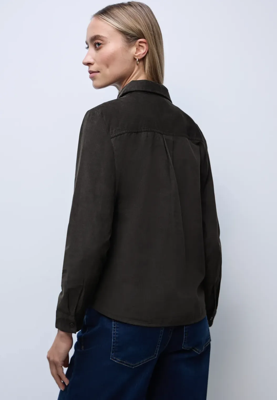 Corduroy blouse met tape details