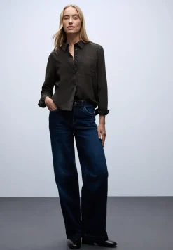 Corduroy blouse met tape details