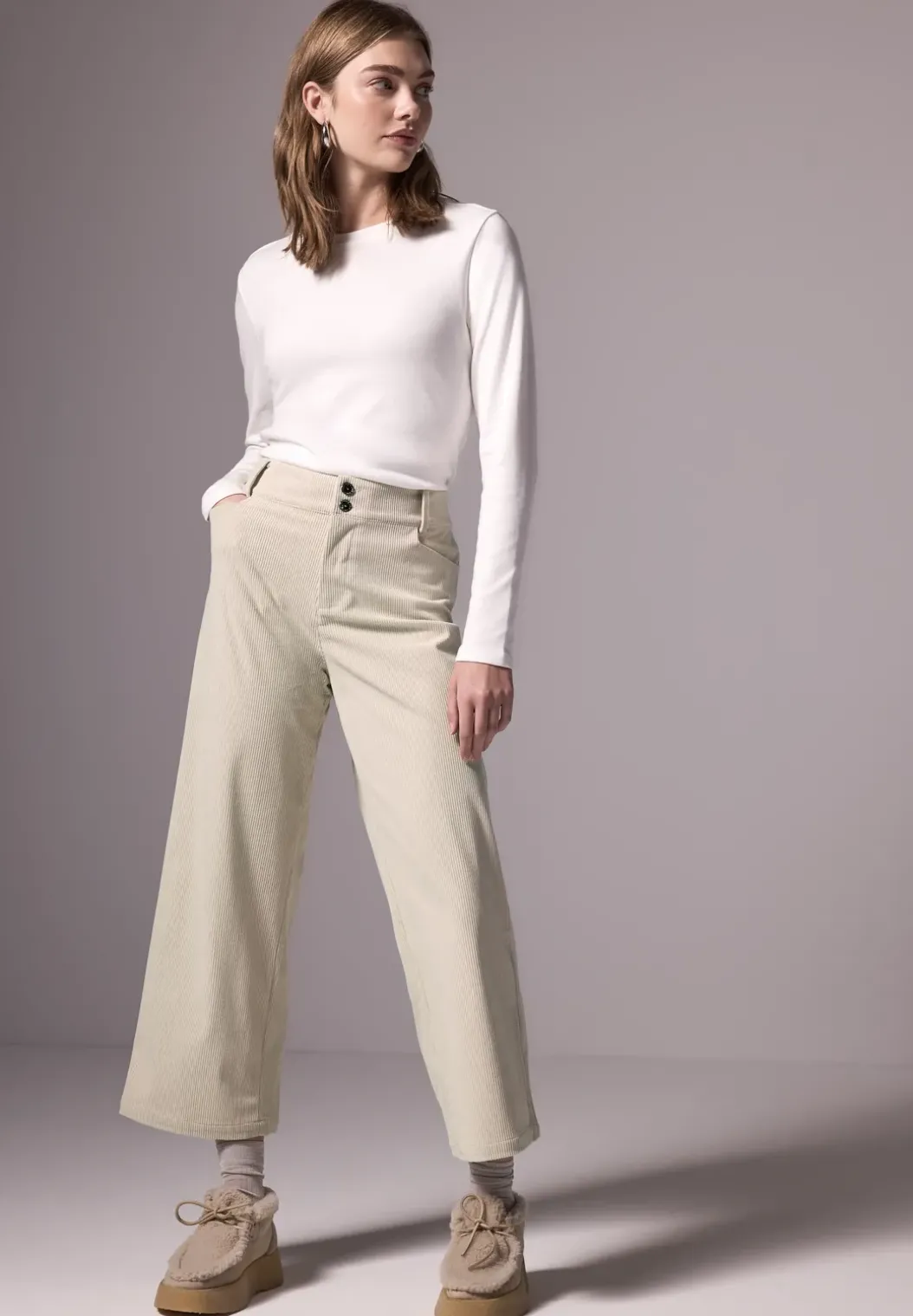 Corduroy broek met wijde pijpen