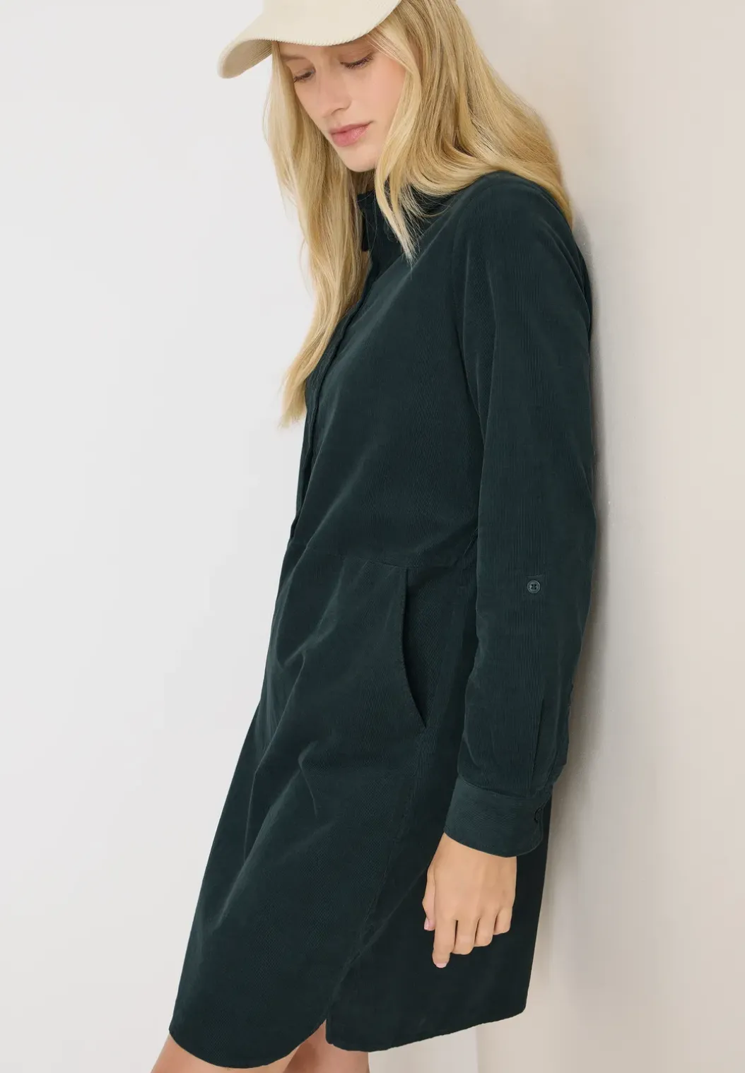 Corduroy jurk in effen kleur