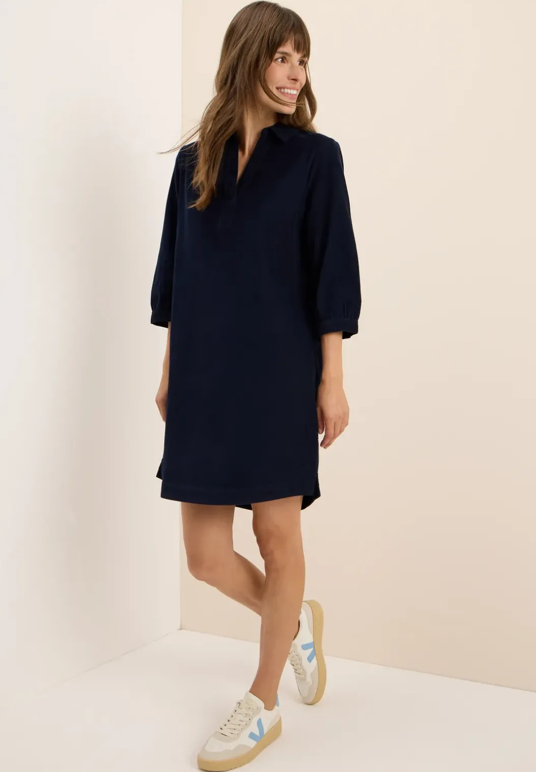 Corduroy jurk in effen kleur